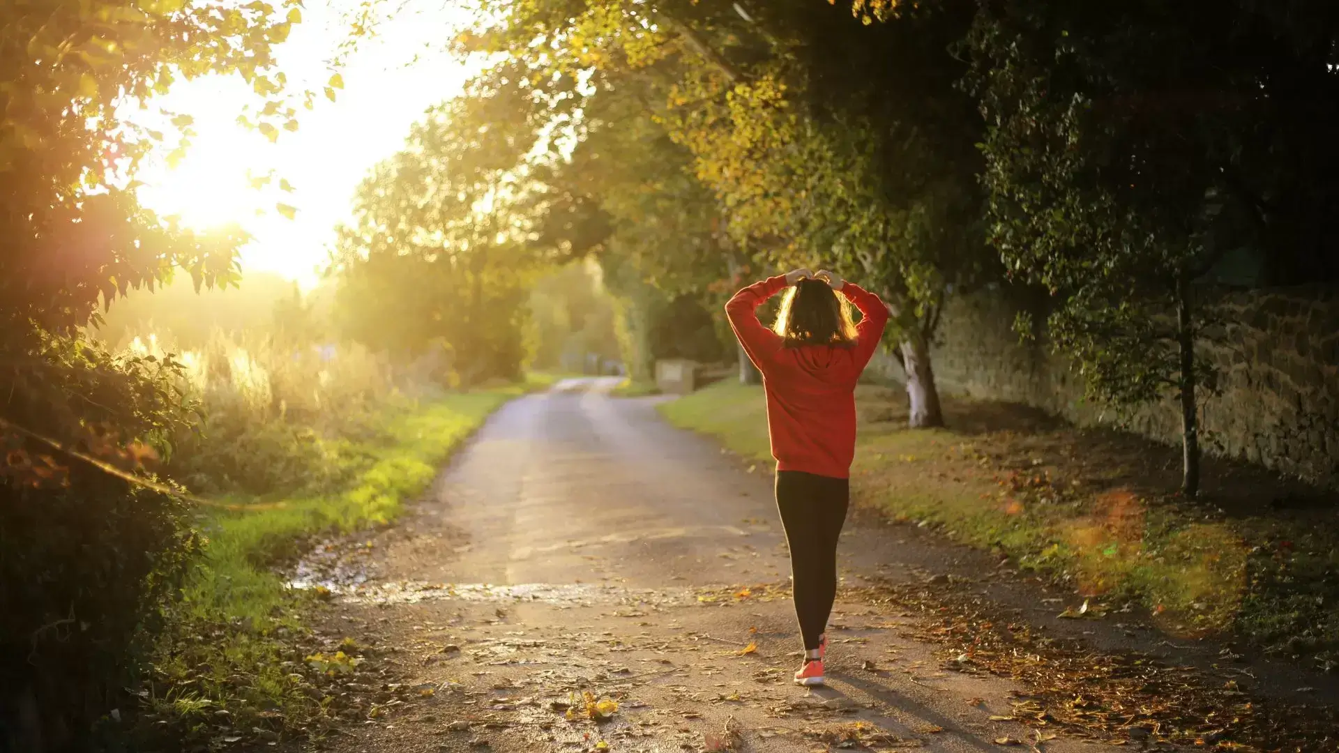 Woman walking down a sunlit, tree-lined path symbolizing healing and hope, reflecting the support offered by Mississauga Divorce Counselling Therapy in creating a thoughtful path forward after divorce.