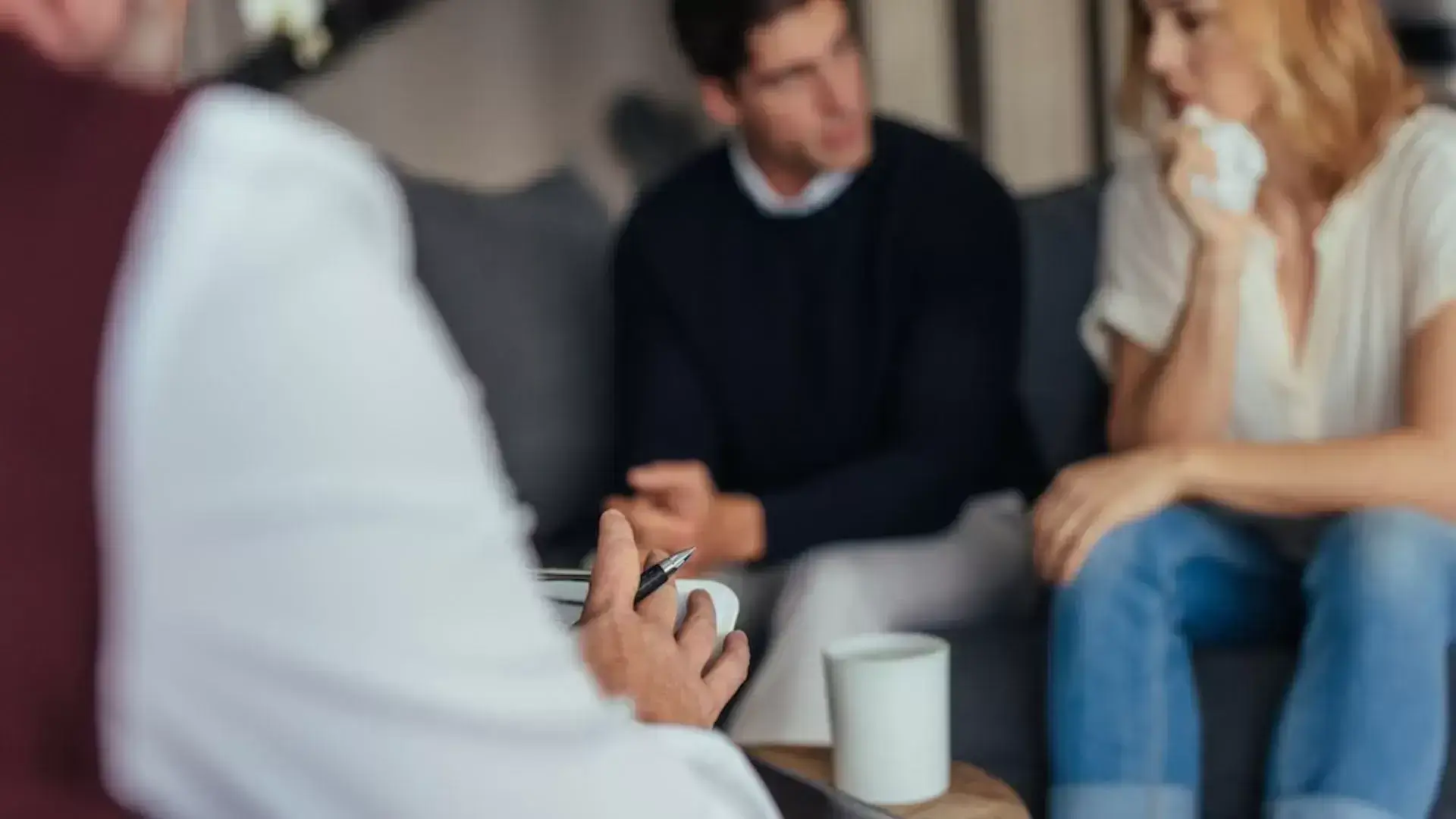 Couples participating in the Internal Family Systems (IFS) process with a divorce therapist at Mississauga Divorce Counselling Therapy, exploring emotional parts during divorce counselling.
